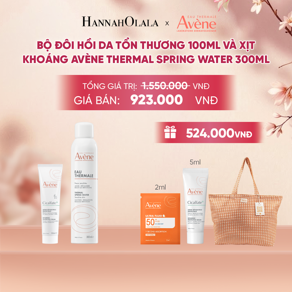  BỘ ĐÔI HỒI DA TỔN THƯƠNG AVÈNE CICALFATE+ 100ML VÀ XỊT KHOÁNG AVÈNE THERMAL SPRING WATER 300ML 