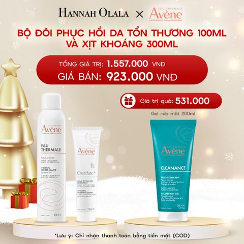  DEAL 11: BỘ ĐÔI HỒI DA TỔN THƯƠNG AVÈNE CICALFATE+ 100ML VÀ XỊT KHOÁNG AVÈNE THERMAL SPRING WATER 300ML 