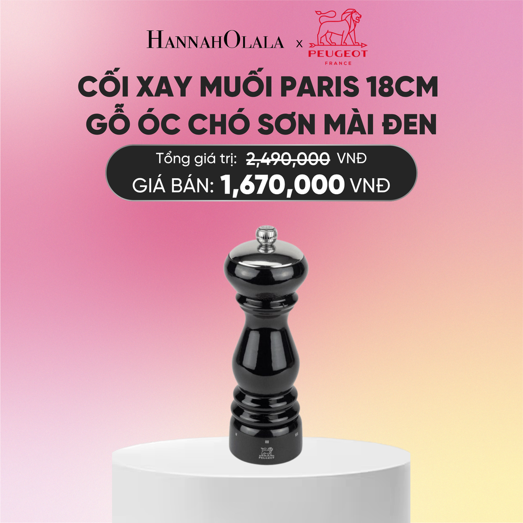  CỐI XAY MUỐI PARIS 18CM GỖ ÓC CHÓ SƠN MÀI ĐEN 