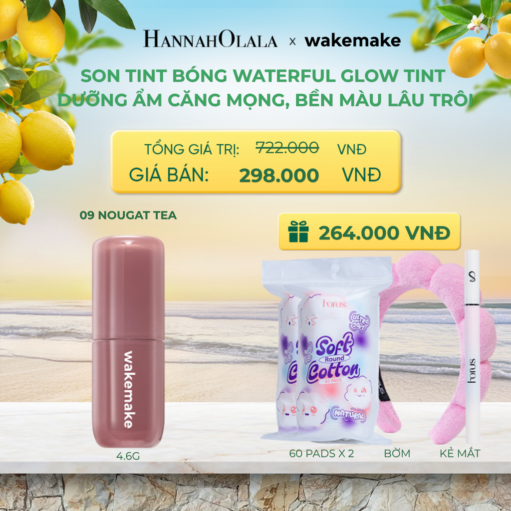  SON TINT BÓNG WAKEMAKE WATERFUL GLOW TINT DƯỠNG ẨM CĂNG MỌNG, BỀN MÀU LÂU TRÔI - A440 