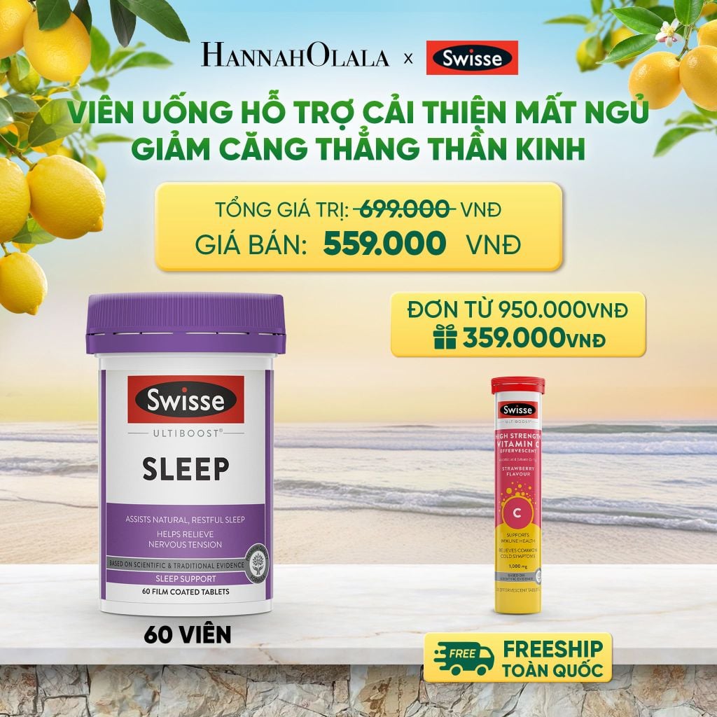  VIÊN UỐNG HỖ TRỢ CẢI THIỆN MẤT NGỦ GIẢM CĂNG THẲNG THẦN KINH SWISSE ULTIBOOST SLEEP (60 VIÊN) _ DEAL 4 - A1520 