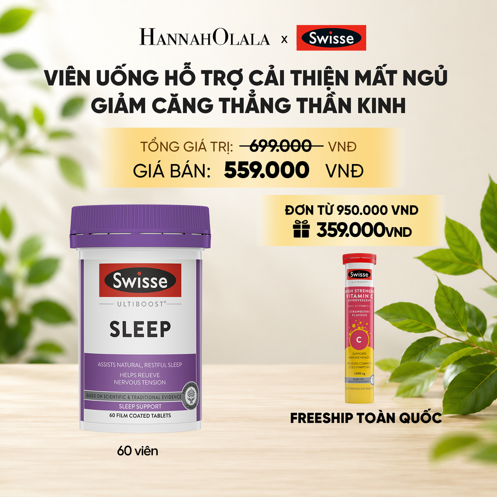  VIÊN UỐNG HỖ TRỢ CẢI THIỆN MẤT NGỦ GIẢM CĂNG THẲNG THẦN KINH SWISSE ULTIBOOST SLEEP (60 VIÊN) _ DEAL 4 