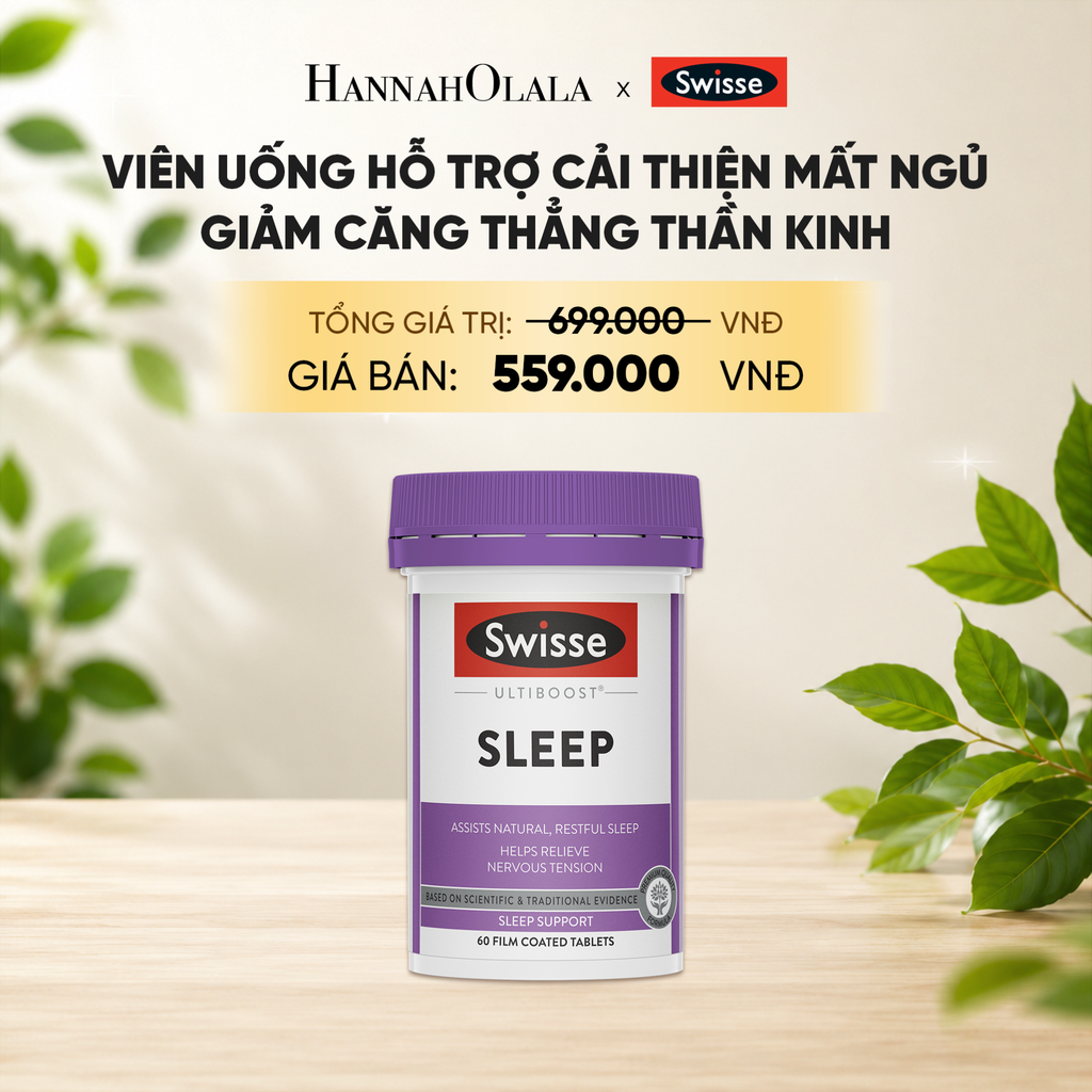  VIÊN UỐNG HỖ TRỢ CẢI THIỆN MẤT NGỦ GIẢM CĂNG THẲNG THẦN KINH SWISSE ULTIBOOST SLEEP (60 VIÊN) _ DEAL 4 