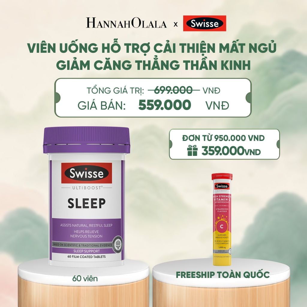  VIÊN UỐNG HỖ TRỢ CẢI THIỆN MẤT NGỦ GIẢM CĂNG THẲNG THẦN KINH SWISSE ULTIBOOST SLEEP (60 VIÊN) - A1083 