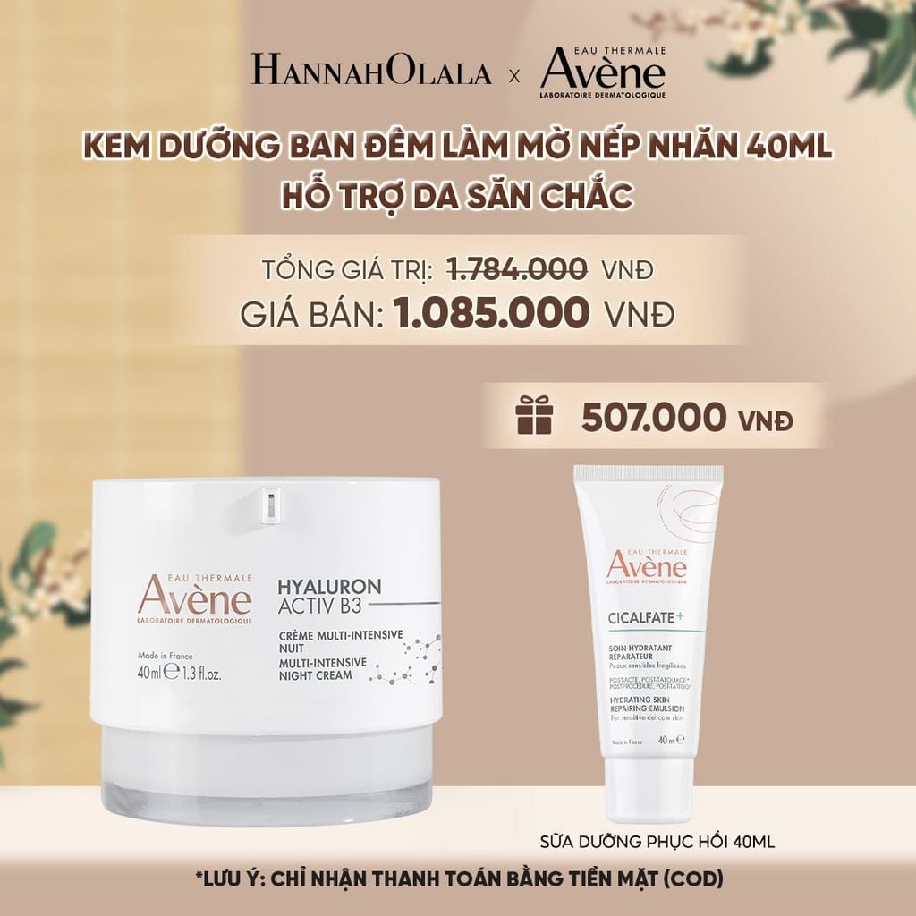  KEM DƯỠNG BAN ĐÊM LÀM MỜ NẾP NHĂN AVÈNE HYALURON ACTIV B3 MULTI-INTENSIVE NIGHT CREAM 40ML HỖ TRỢ LÀN DA SĂN CHẮC - A1043 