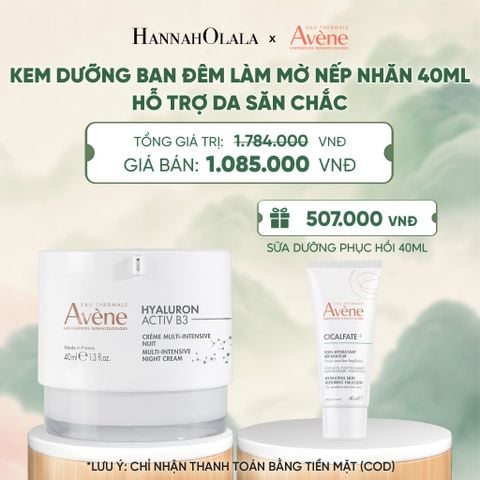  KEM DƯỠNG BAN ĐÊM LÀM MỜ NẾP NHĂN AVÈNE HYALURON ACTIV B3 MULTI-INTENSIVE NIGHT CREAM 40ML HỖ TRỢ LÀN DA SĂN CHẮC - A59 