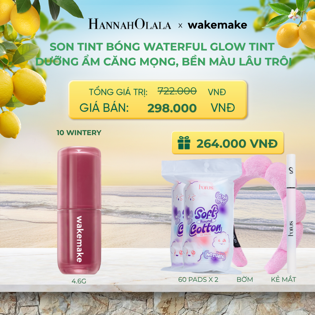  SON TINT BÓNG WAKEMAKE WATERFUL GLOW TINT DƯỠNG ẨM CĂNG MỌNG, BỀN MÀU LÂU TRÔI - A440 