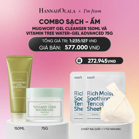  COMBO 01 I'M FROM SỮA RỬA MẶT MUGWORT GEL CLEANSER 150ML + 01 I'M FROM KEM DƯỠNG VITAMIN TREE WATER-GEL ADVANCED 75G_A1425 