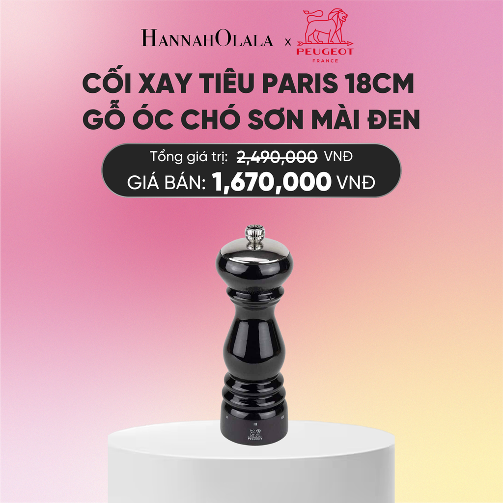  CỐI XAY TIÊU PARIS 18CM GỖ ÓC CHÓ SƠN MÀI ĐEN 