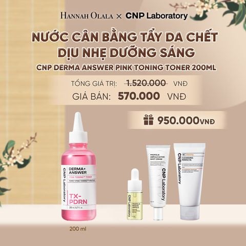  NƯỚC CÂN BẰNG TẨY DA CHẾT DỊU NHẸ DƯỠNG SÁNG CNP DERMA ANSWER PINK TONING TONER 200ML - A503 