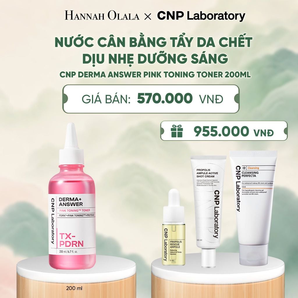  NƯỚC CÂN BẰNG TẨY DA CHẾT DỊU NHẸ DƯỠNG SÁNG CNP DERMA ANSWER PINK TONING TONER 200ML - A835 