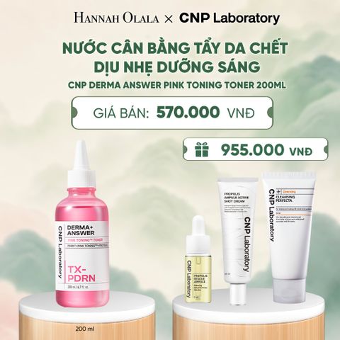  NƯỚC CÂN BẰNG TẨY DA CHẾT DỊU NHẸ DƯỠNG SÁNG CNP DERMA ANSWER PINK TONING TONER 200ML - A835 