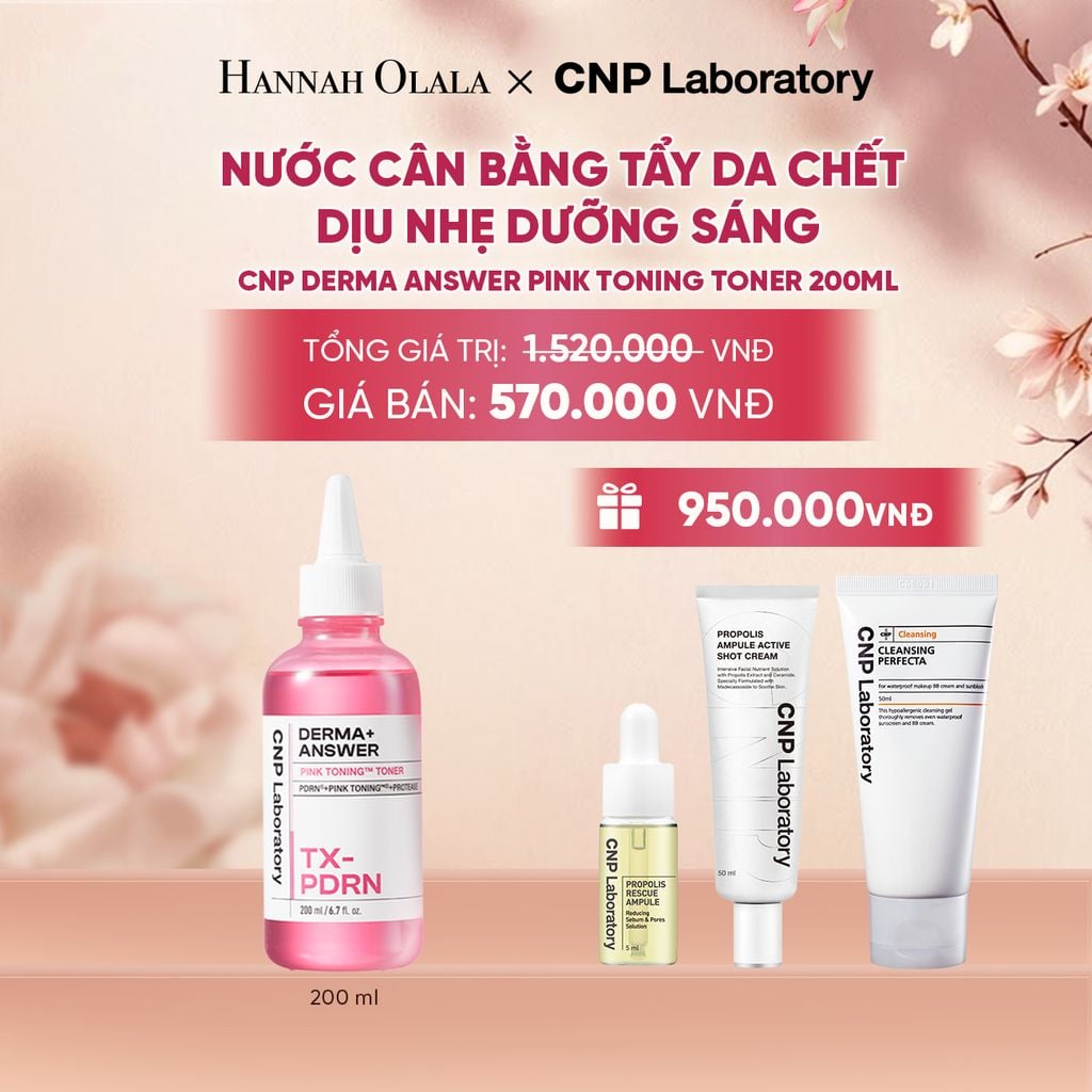  NƯỚC CÂN BẰNG TẨY DA CHẾT DỊU NHẸ DƯỠNG SÁNG CNP DERMA ANSWER PINK TONING TONER 200ML - A2109 