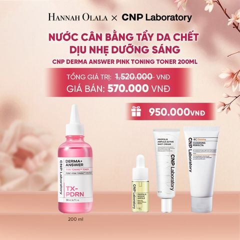  NƯỚC CÂN BẰNG TẨY DA CHẾT DỊU NHẸ DƯỠNG SÁNG CNP DERMA ANSWER PINK TONING TONER 200ML - A2109 