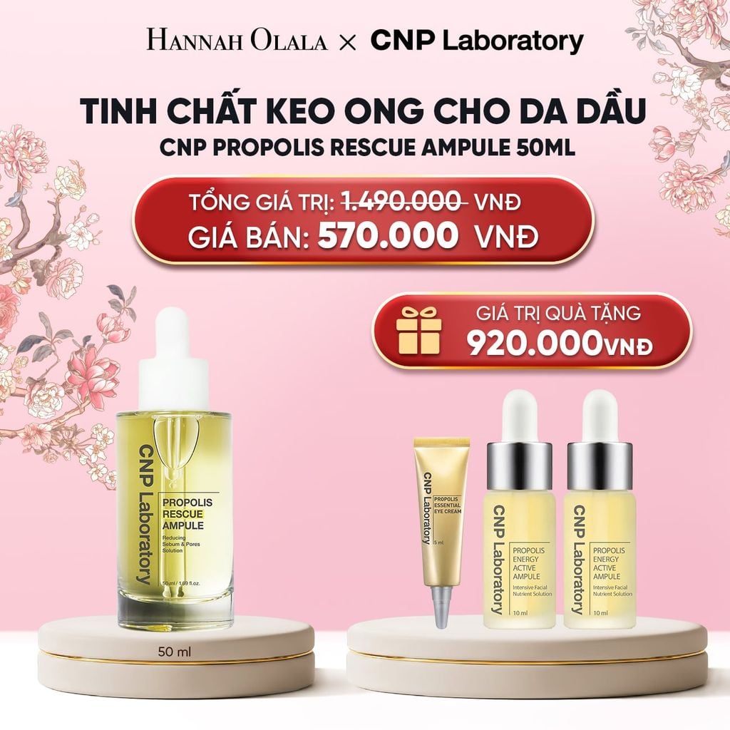  TINH CHẤT KEO ONG CHO DA DẦU PHỤC HỒI LÀN DA TẨY TẾ BÀO CHẾT CNP PROPOLIS RESCUE AMPULE 50ML 