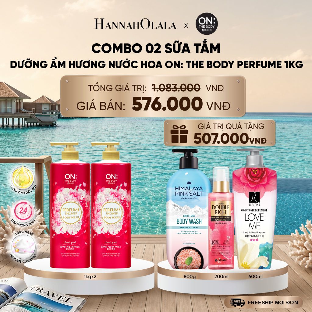  COMBO 2 SỮA TẮM DƯỠNG ẨM HƯƠNG NƯỚC HOA ON: THE BODY PERFUME 1KG _ DEAL 28_ D566 