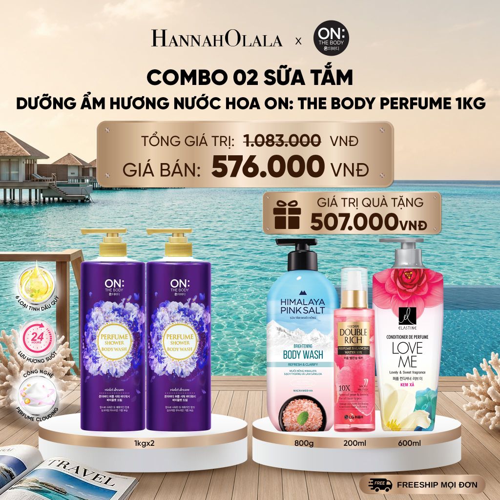  COMBO 2 SỮA TẮM DƯỠNG ẨM HƯƠNG NƯỚC HOA ON: THE BODY PERFUME 1KG _ DEAL 28_ D566 