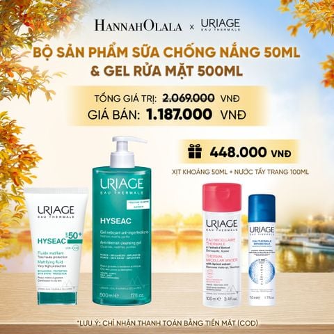  BỘ SẢN PHẨM SỮA CHỐNG NẮNG 50ML & GEL RỬA MẶT 500ML URIAGE HYSEAC CHO DA DẦU MỤN - E673 