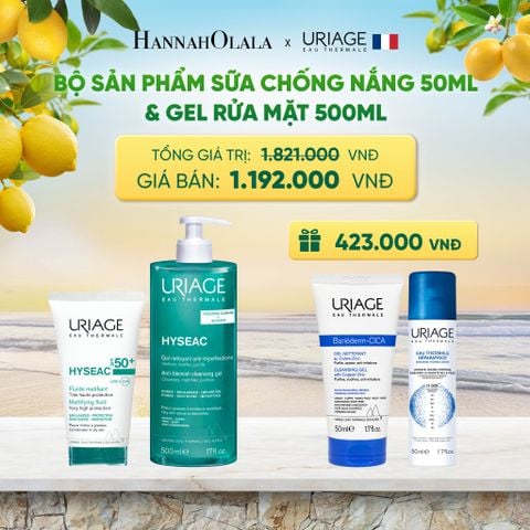  BỘ SẢN PHẨM SỮA CHỐNG NẮNG 50ML & GEL RỬA MẶT 500ML URIAGE HYSEAC CHO DA DẦU MỤN - A1602 