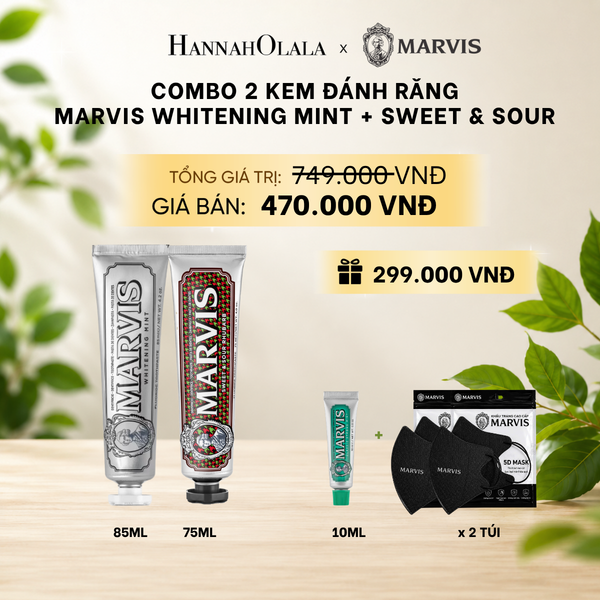 COMBO 2 KEM ĐÁNH RĂNG MARVIS 75ML/85ML - LÀM SẠCH RĂNG, GIỮ HƠI THỞ THƠM MÁT 