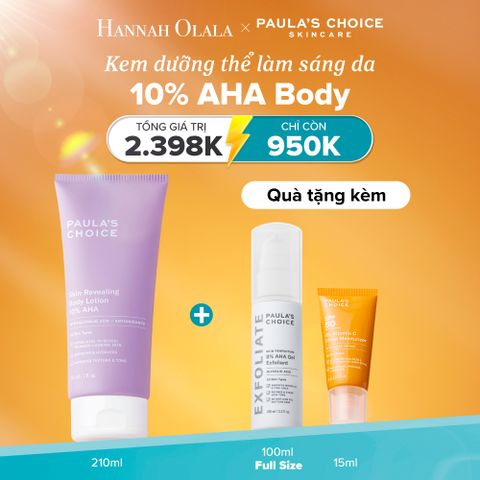  E14: [BEST SELLER] DEAL 2: KEM DƯỠNG THỂ LÀM SÁNG DA CHỨA AHA 10% PAULA'S CHOICE SKIN REVEALING BODY LOTION 10% AHA 210ML 