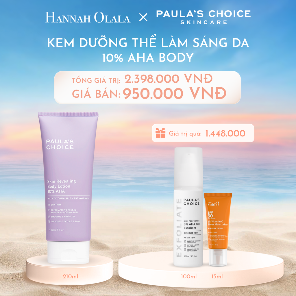  C138_[BEST SELLER] DEAL 2: KEM DƯỠNG THỂ LÀM SÁNG DA CHỨA AHA 10% PAULA'S CHOICE SKIN REVEALING BODY LOTION 10% AHA 210ML 
