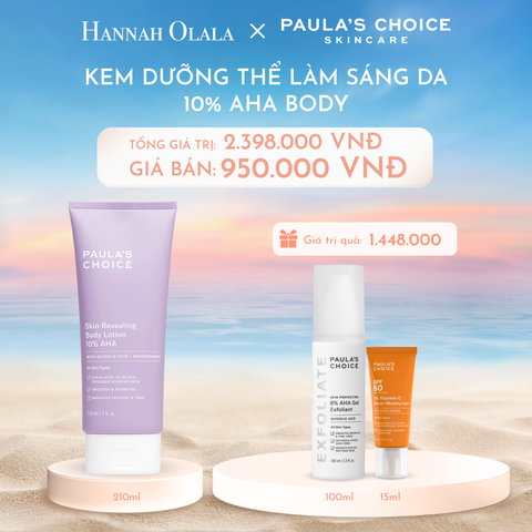  C138_[BEST SELLER] DEAL 2: KEM DƯỠNG THỂ LÀM SÁNG DA CHỨA AHA 10% PAULA'S CHOICE SKIN REVEALING BODY LOTION 10% AHA 210ML 