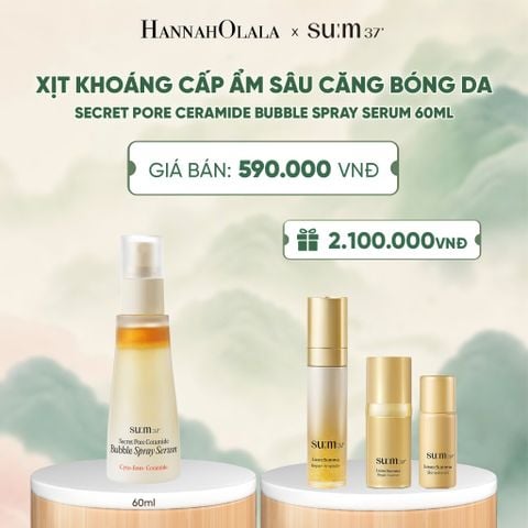  XỊT KHOÁNG CẤP ẨM SÂU CĂNG BÓNG DA SU:M37 SECRET PORE CERAMIDE BUBBLE SPRAY SERUM 60ML - A1071 