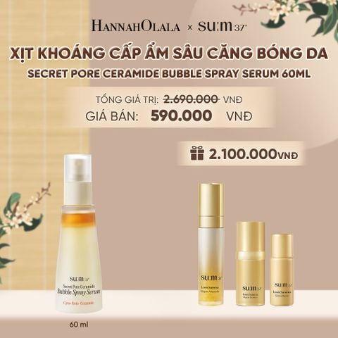  XỊT KHOÁNG CẤP ẨM SÂU CĂNG BÓNG DA SU:M37 SECRET PORE CERAMIDE BUBBLE SPRAY SERUM 60ML - A77 