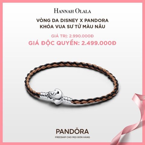  A72_DEAL 65: VÒNG DA DISNEY X PANDORA KHÓA VUA SƯ TỬ MÀU NÂU 