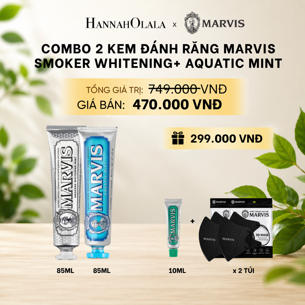  COMBO 2 KEM ĐÁNH RĂNG MARVIS 75ML/85ML - LÀM SẠCH RĂNG, GIỮ HƠI THỞ THƠM MÁT 