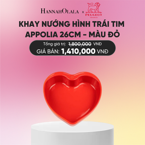  KHAY NƯỚNG HÌNH TRÁI TIM APPOLIA 26CM - MÀU ĐỎ 
