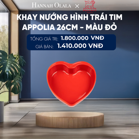  KHAY NƯỚNG HÌNH TRÁI TIM APPOLIA 26CM - MÀU ĐỎ 