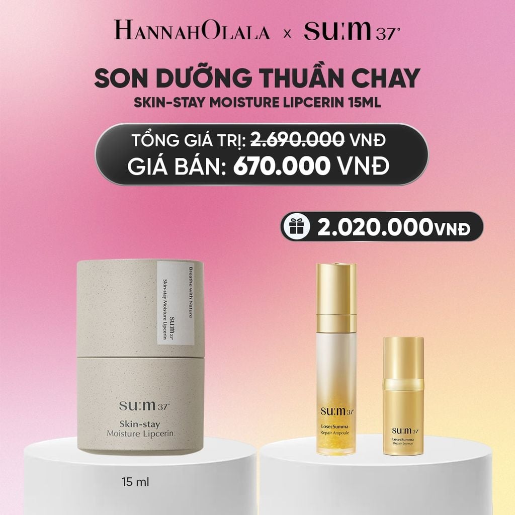  SON DƯỠNG THUẦN CHAY SU:M37 SKIN-STAY MOISTURE LIPCERIN 15ML_A442 