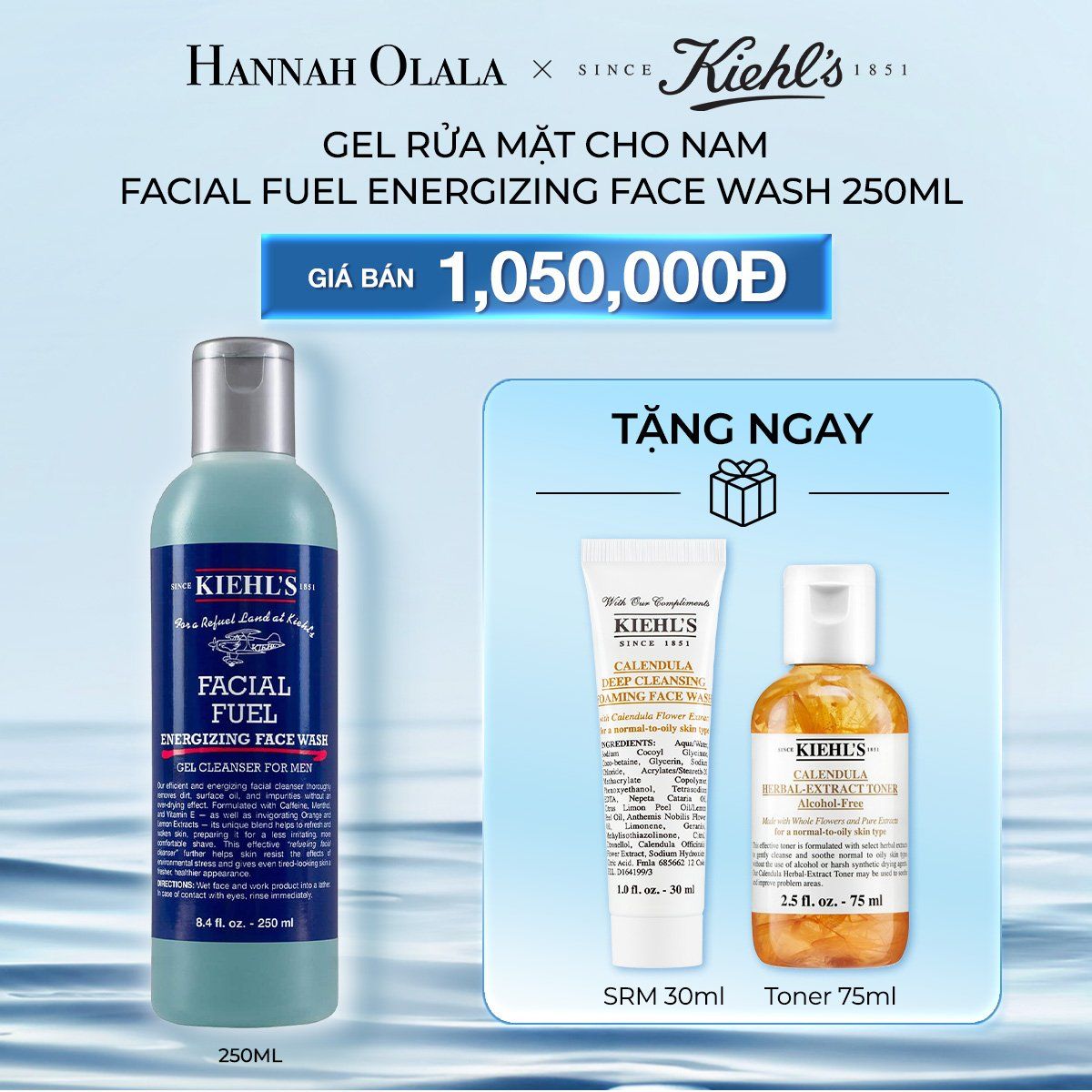  DEAL 5: GEL RỬA MẶT CHO NAM KIEHL'S FACIAL FUEL ENERGIZING FACE WASH 250ML 