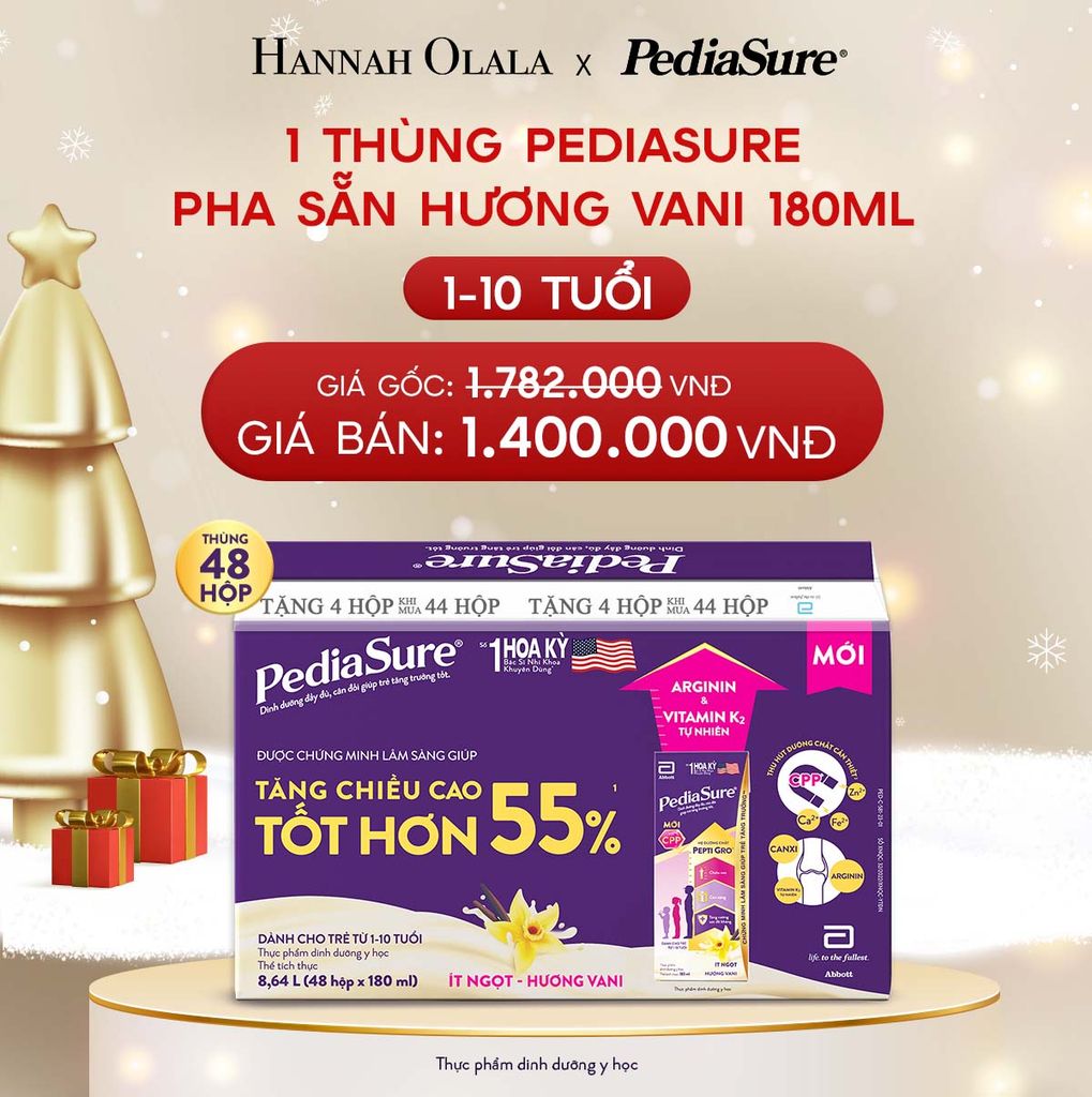  DEAL 5: 1 THÙNG PEDIASURE PHA SẴN HƯƠNG VANI 180ML 