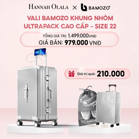  E52_DEAL 4: VALI BAMOZO KHUNG NHÔM ULTRAPACK CAO CẤP (TẶNG BỌC VALI CC TRONG SUỐT + TÚI ĐỰNG GIÀY) 