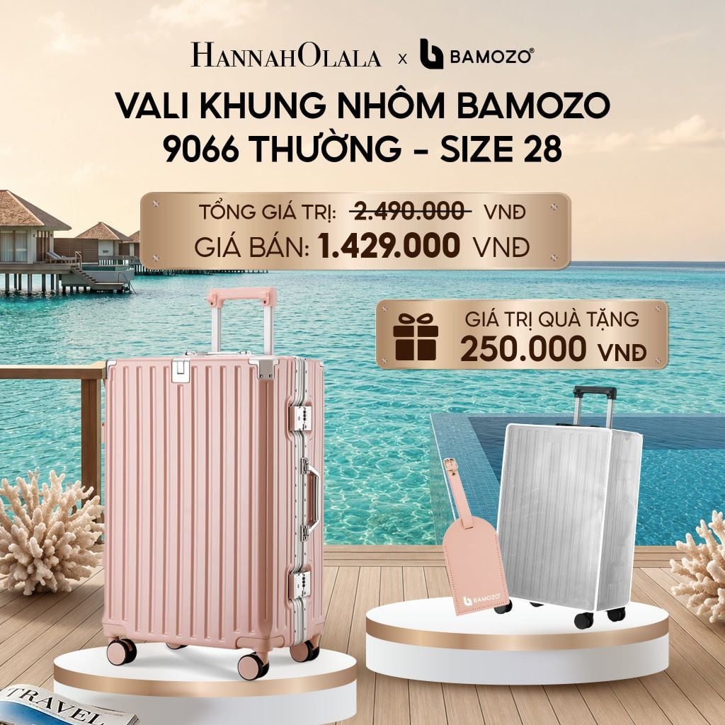  VALI BAMOZO KHUNG NHÔM 9066 BẢN THƯỜNG (TẶNG BỌC VALI TRONG SUỐT + TAG HÀNH LÝ DA)_ D556 