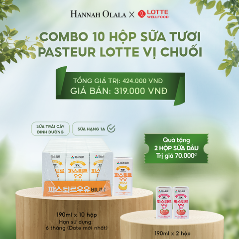  DEAL 5: SỮA TƯƠI PASTEUR VỊ CHUỐI HẠNG 1A LOTTE 10 HỘP (190ml/hộp) 