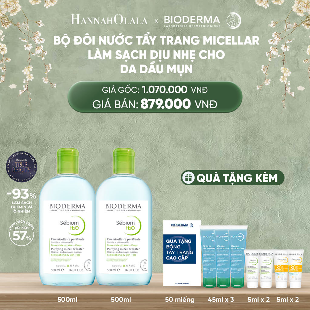  DEAL 5: BỘ ĐÔI NƯỚC TẨY TRANG CÔNG NGHỆ MICELLAR LÀM SẠCH CHO DA DẦU,MỤN 