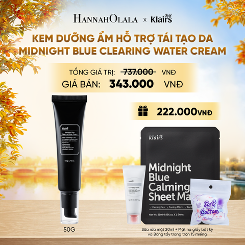  DEAR, KLAIRS KEM DƯỠNG DA MIDNIGHT BLUE CLEARING WATER CREAM 50G - E150 