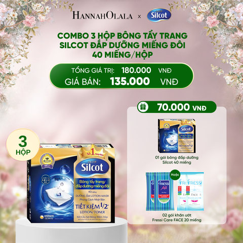  DEAL 5: COMBO 3 HỘP BÔNG TẨY TRANG SILCOT ĐẮP DƯỠNG MIẾNG ĐÔI 40 MIẾNG/HỘP 