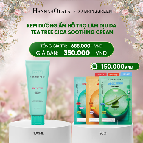  DEAL 6: KEM DƯỠNG ẨM HỖ TRỢ LÀM DỊU DA TRÀM TRÀ BRING GREEN TEA TREE CICA SOOTHING CREAM 100ML 