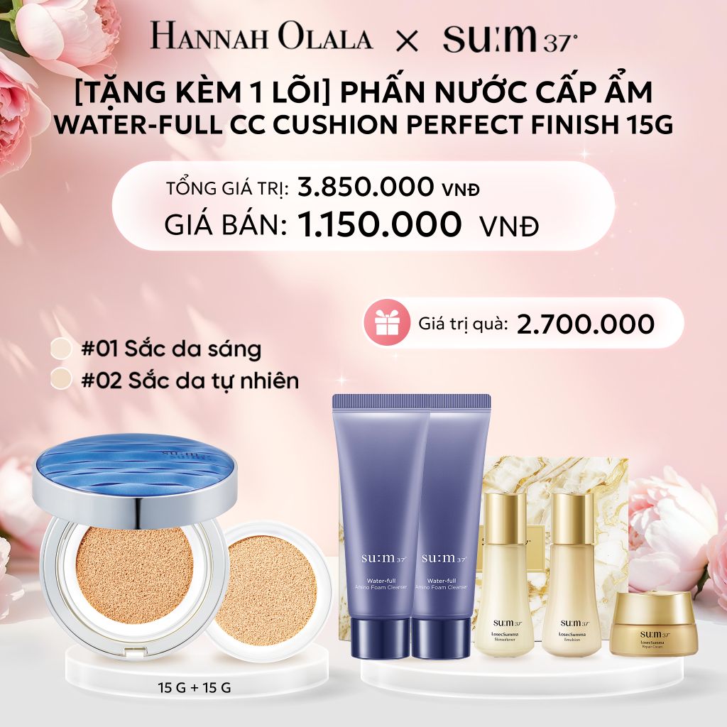  E792: DEAL 32: [TẶNG KÈM 1 LÕI] PHẤN NƯỚC CẤP ẨM SU:M37 WATER-FULL CC CUSHION PERFECT FINISH 15G - MÀU 01/ MÀU 02 - [GIAO HÀNG TỪ 03/10] 
