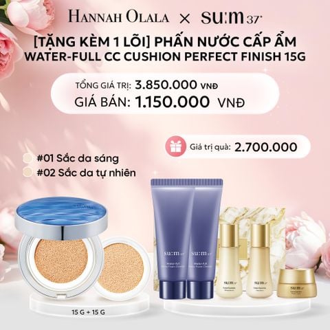  E792: DEAL 32: [TẶNG KÈM 1 LÕI] PHẤN NƯỚC CẤP ẨM SU:M37 WATER-FULL CC CUSHION PERFECT FINISH 15G - MÀU 01/ MÀU 02 - [GIAO HÀNG TỪ 03/10] 