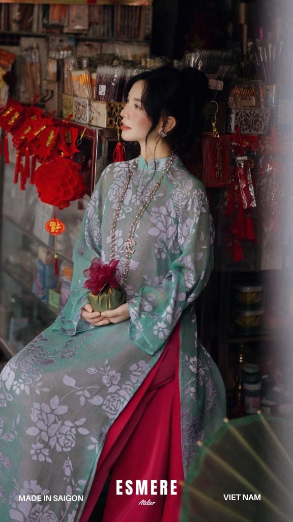  DEAL 2: SET ÁO DÀI 3 MÓN CẨM HOA CÁC 