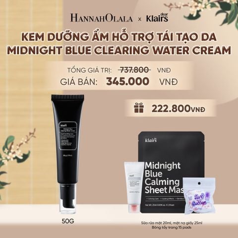  DEAR, KLAIRS KEM DƯỠNG DA MIDNIGHT BLUE CLEARING WATER CREAM 50G - A1657 