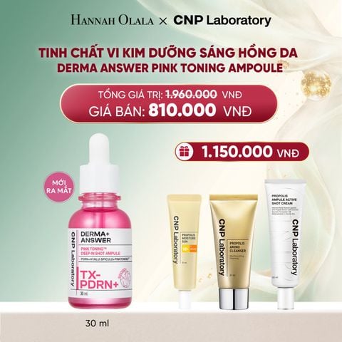  DEAL 55: MỚI RA MẮT - TINH CHẤT VI KIM DƯỠNG SÁNG HỒNG DA CNP DERMA ANSWER PINK TONING AMPOULE 30ML 