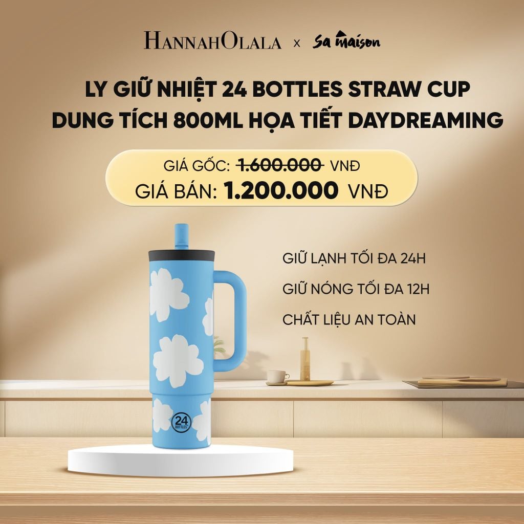  DEAL 2: LY GIỮ NHIỆT 24 BOTTLES STRAW CUP DUNG TÍCH 800ML HỌA TIẾT 