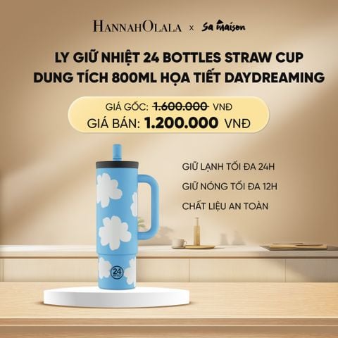  DEAL 2: LY GIỮ NHIỆT 24 BOTTLES STRAW CUP DUNG TÍCH 800ML HỌA TIẾT 